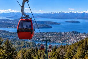 Cerro Otto em Bariloche com teleférico, Lago Nahuel Huapi e montanhas da Patagônia
