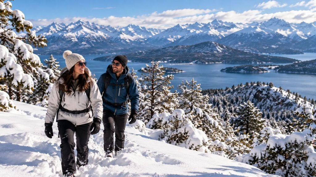 Cerro Catedral em Bariloche no inverno com pistas cobertas de neve