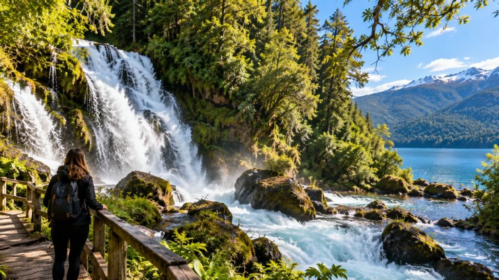 Puerto Blest em Bariloche com Cascada de los Cántaros e passarela em meio à floresta