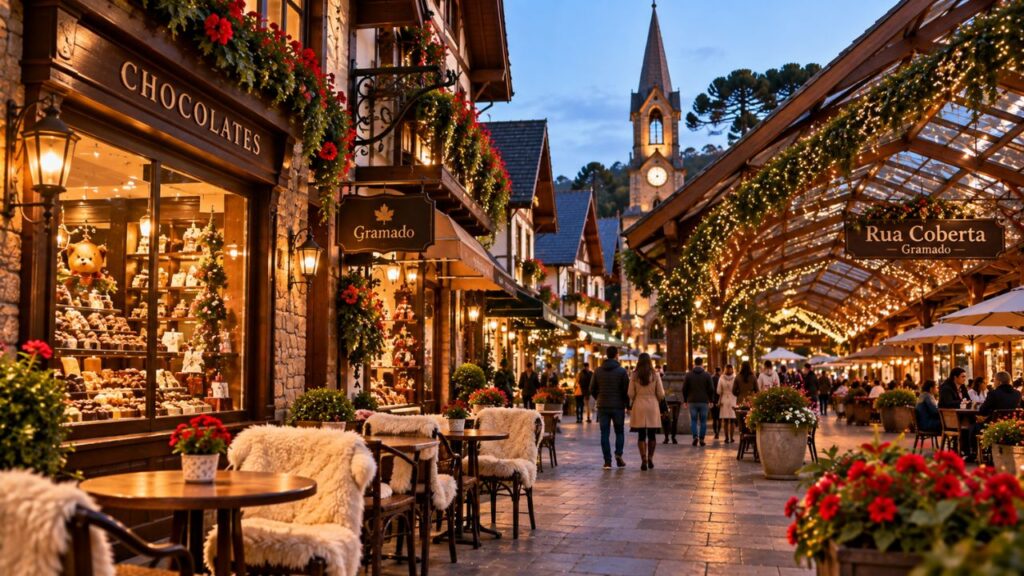 Melhor época para ir a Gramado durante o Natal Luz com decoração natalina