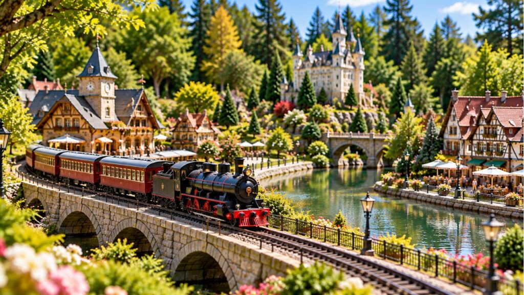 Trem em miniatura no Mini Mundo em Gramado