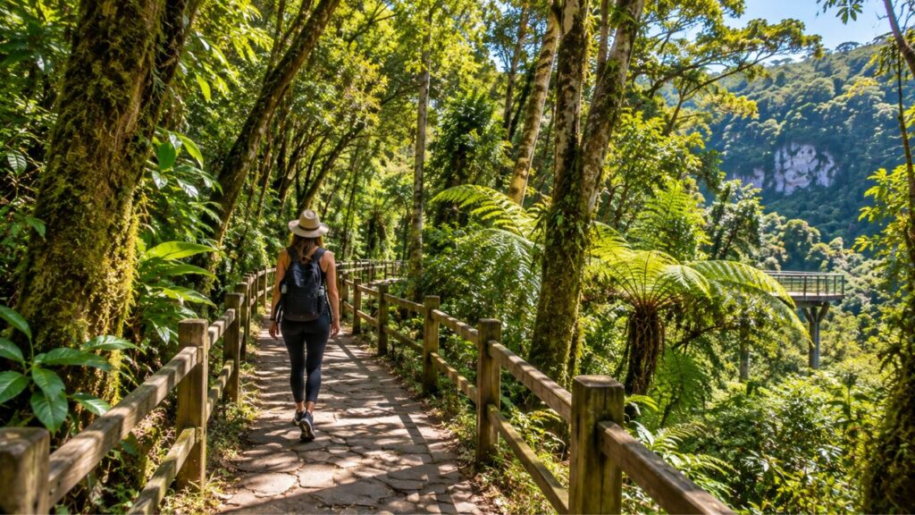 Trilhas e natureza no Parque do Caracol em Canela
