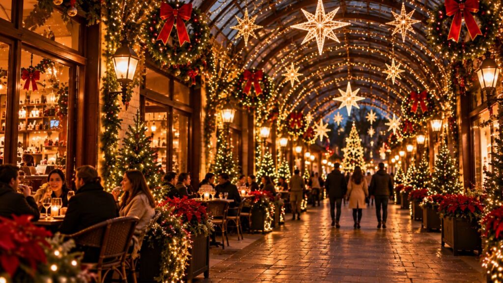 Natal Luz de Gramado com centro da cidade iluminado e decoração natalina