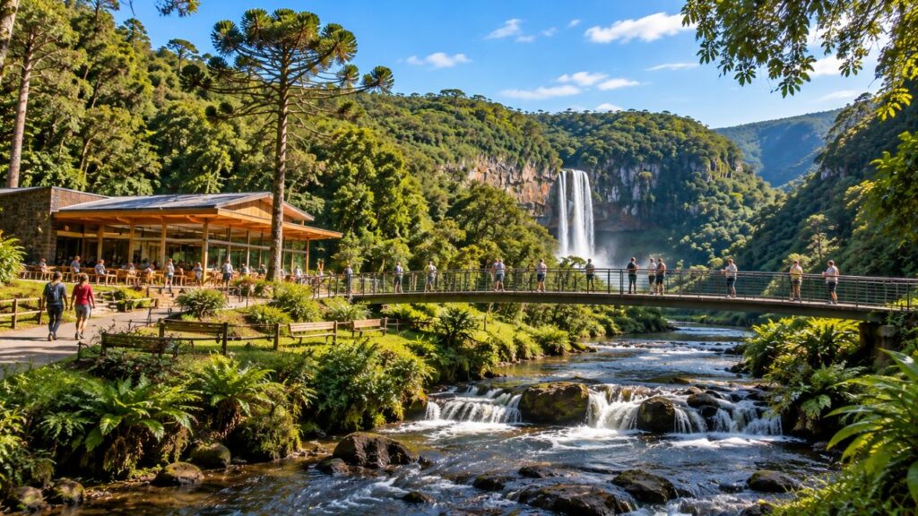 Mirante do Parque do Caracol em Canela com vista para a cascata