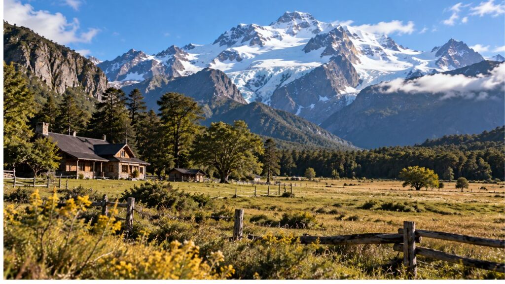 Cerro Tronador em Bariloche visto de Pampa Linda com vale e montanhas