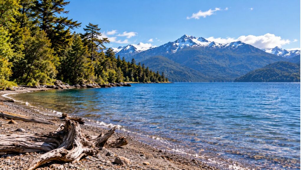 Isla Victoria e Bosque de Arrayanes com Playa del Toro, Lago Nahuel Huapi e montanhas da Patagônia