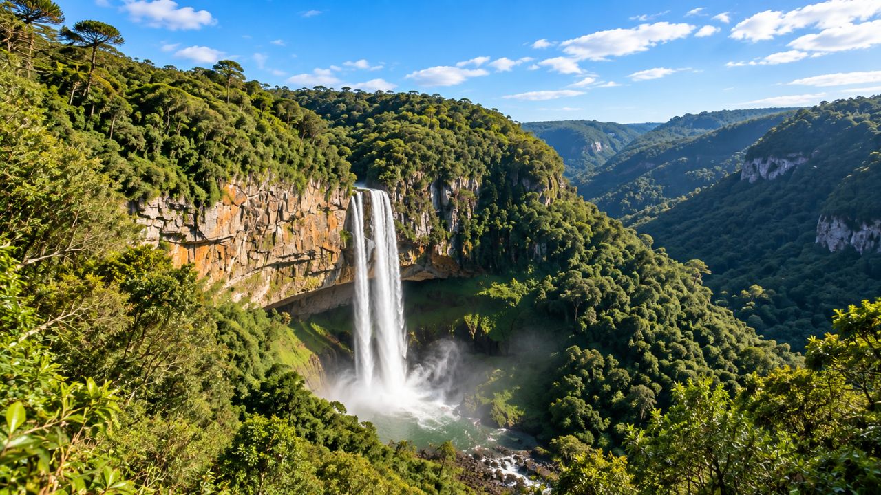 Parque do Caracol em Canela com vista para a Cascata do Caracol